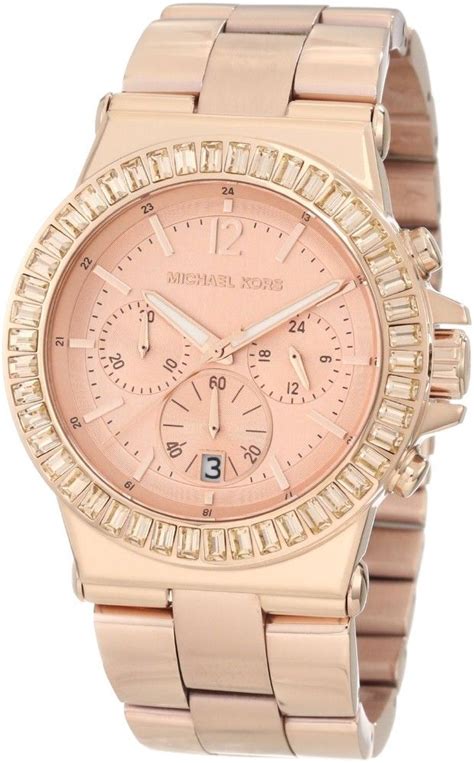 michael kors ladies dylan glitz chronograph rose gold dial watch|Michael Kors Dylan Womens Glitz Watch Rose Gold Dial .